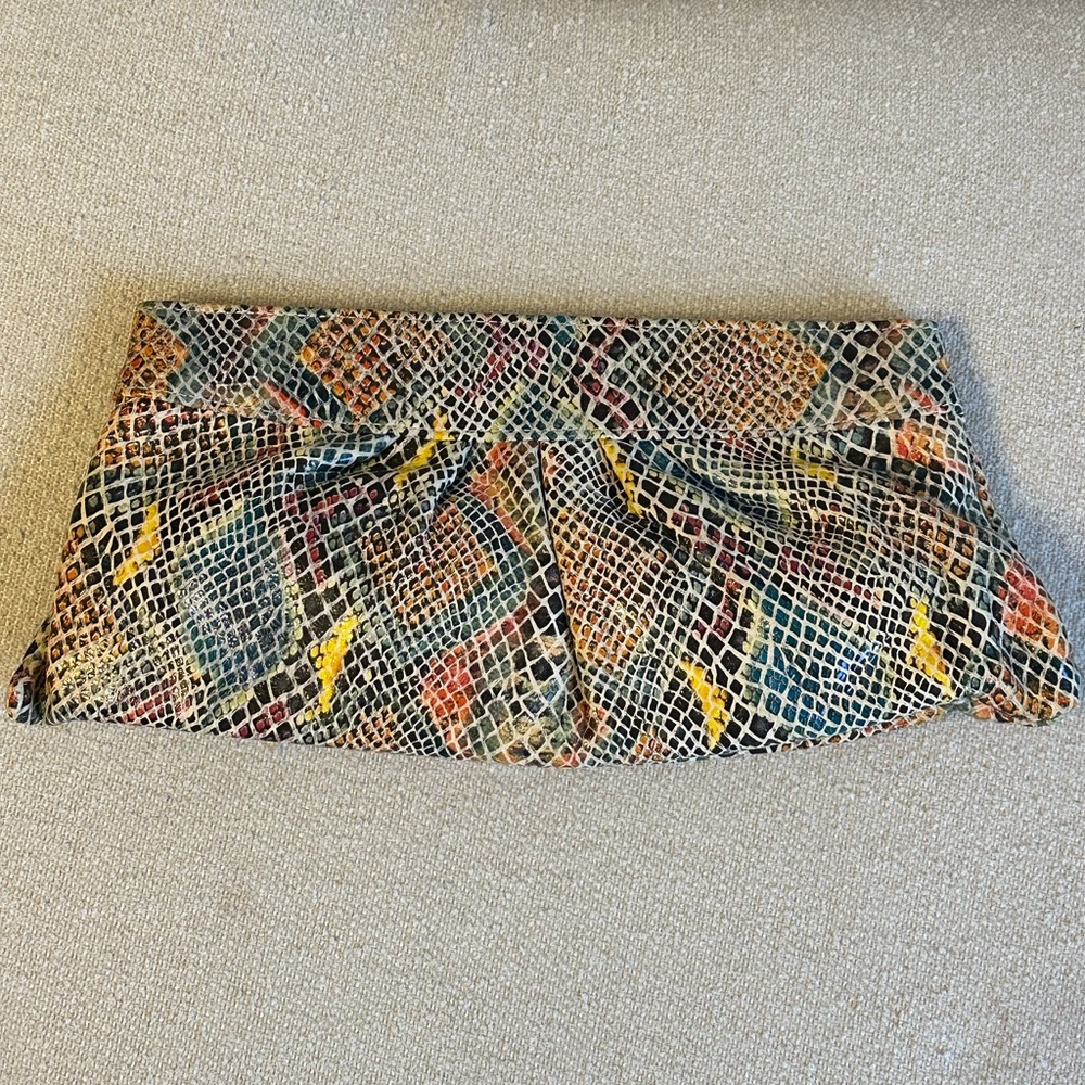 {Lauren Merkin} Colorful Snakeskin Clutch 🐍